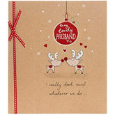 Cute Design with Reindeer and Bauble Husband Christmas Card
